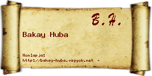 Bakay Huba névjegykártya